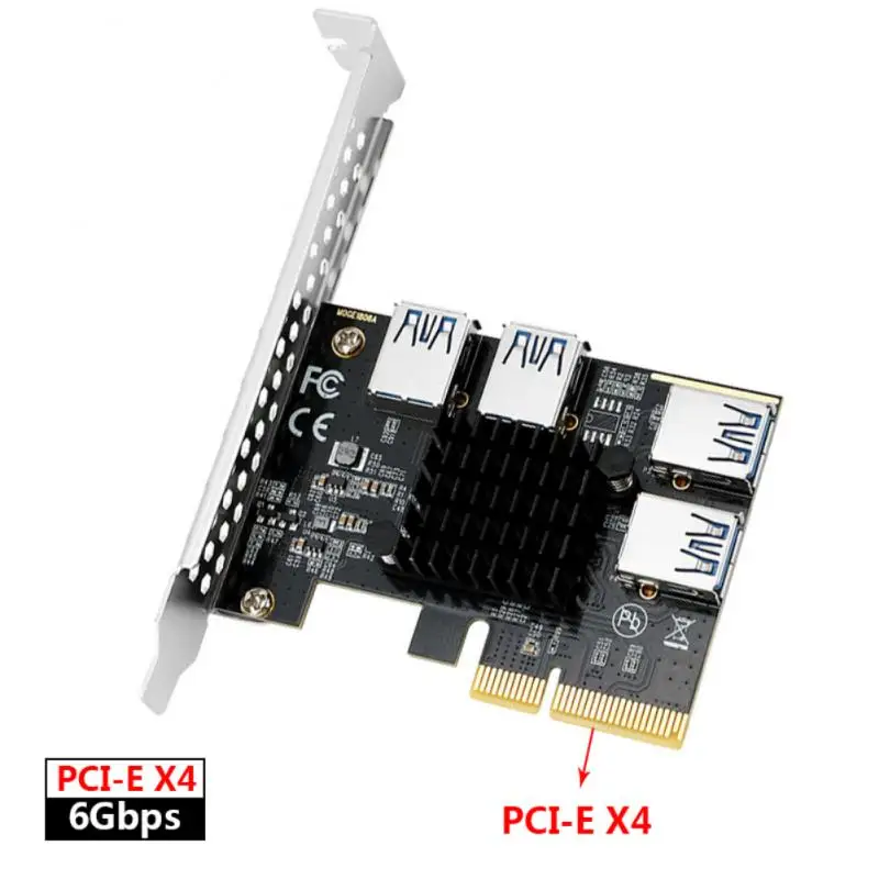 

Переходник с порта Usb 3,0 Btc Riser 1 на 4 16x Usb 3,0 слот Pcie преобразователь Pci-e 4x на 4 Pci Экспресс Райзер карта для видеокарты 4 Usb
