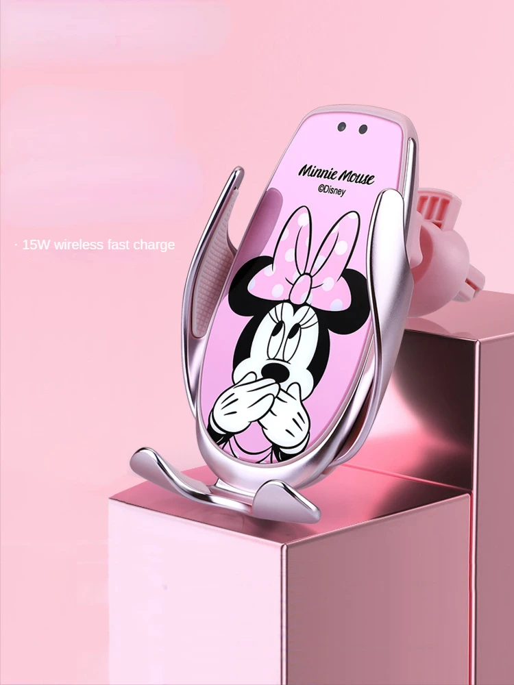 Disney Car Phone Holder Navigation Outlet Automatic Induction Creative Wireless Charging Phone Car Holder Mount for Women Girls