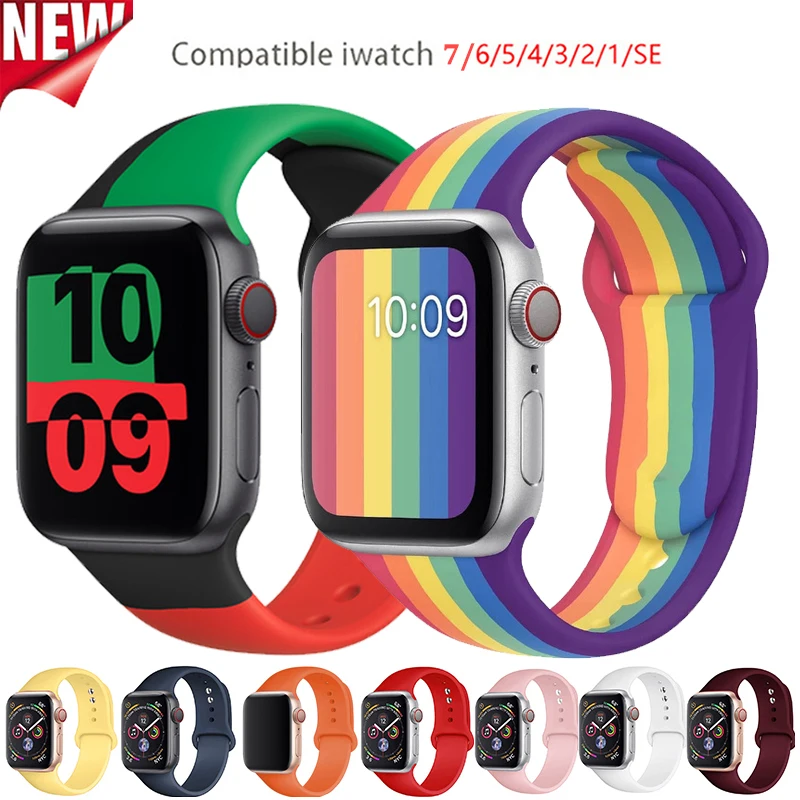 

Silicone wristband For Apple watch series 7 45 41mm 44 40mm rubber strap on iwatch elastic bracelets 6543 se 42 38mm accessories