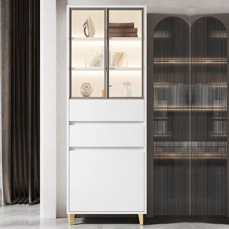 Роскошные боковые шкафы для хранения в ванной комнате узкие высокие гостиной