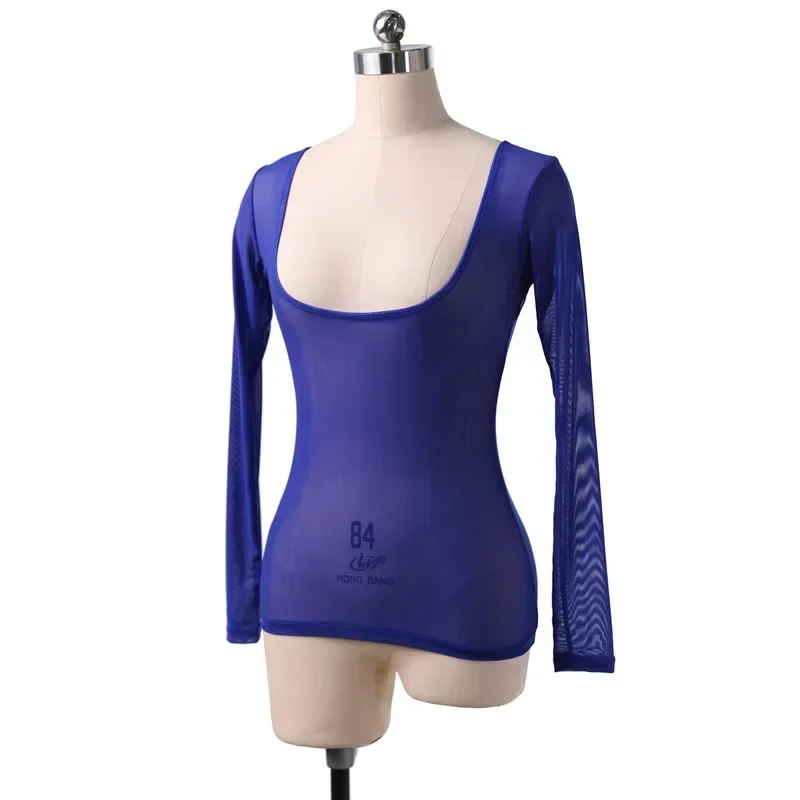 Женский прозрачный сетчатый кроп-топ с длинным рукавом блузка обтягивающая