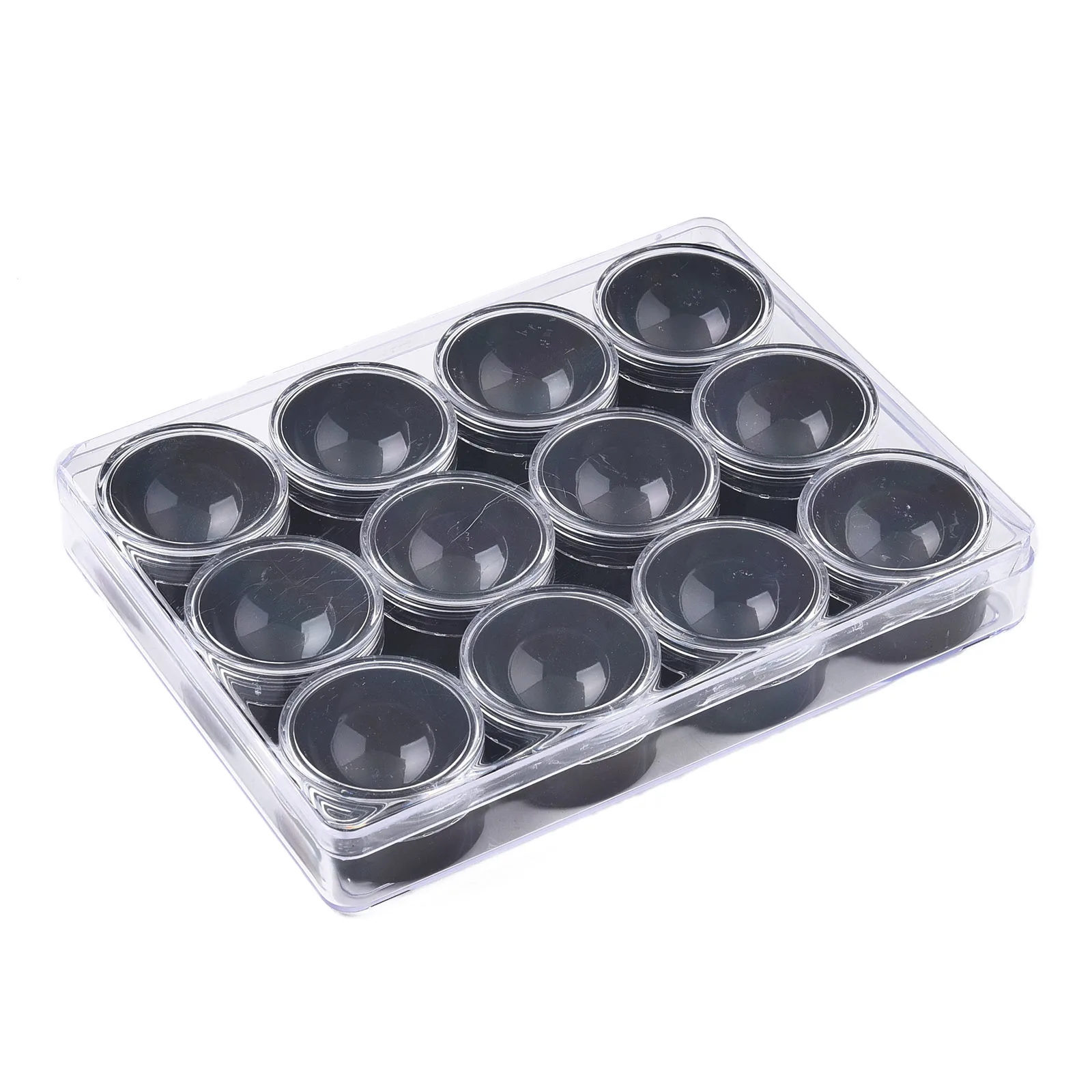 1 Box Rectangle Plastic Mini Bead Containers with 12Pcs Transparent Column Small Boxes for DIY Jewelry Makeup Storage Supplies