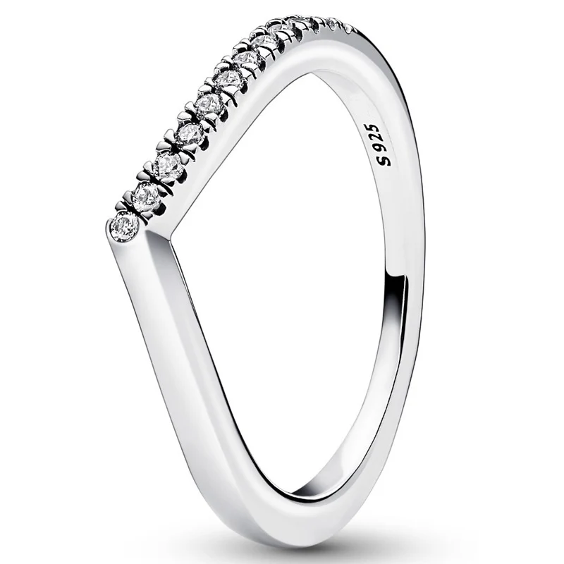 

Original Timeless Wish Half Sparkling With Crystal Ring For Women 925 Sterling Silver Wedding Gift Pandor Jewelry