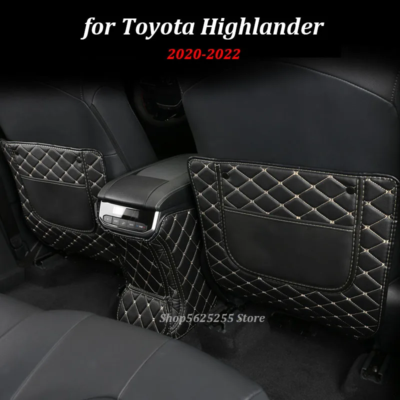 

Leather Car Armrest Rear Reat Anti-kick Mat Carpet for Toyota Highlander XU70 2020 2021 2022 Accessories Interior Styling