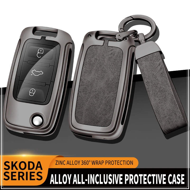 

Alloy Remote Car Key Case Fob Holder Key Bag Shell Protector For Skoda Octavia A5 A7 Superb Kodiaq Fabia Auto Interior Accessory