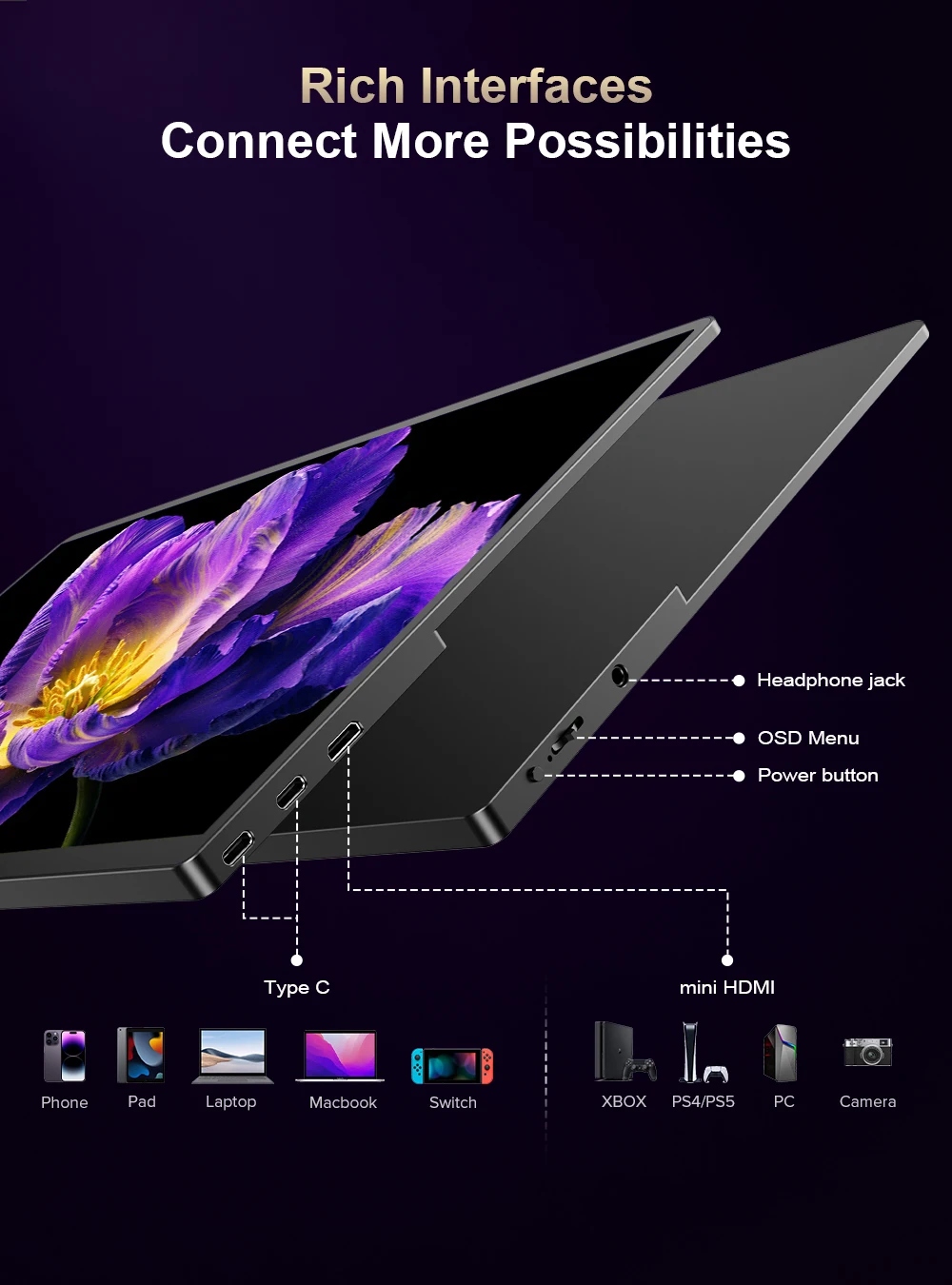 Идеальный портативный 4K OLED-монитор 15,6 UHD 3456*2160 16:10 110% DCI-P3 100000:1 USB-C HDMI для путешествий, ноутбука, PS5, Xbox Switch, игр, планшета, камеры, DVD-проигрывателя. (art.: 3920dbce988ef) - 3920dbce988ef