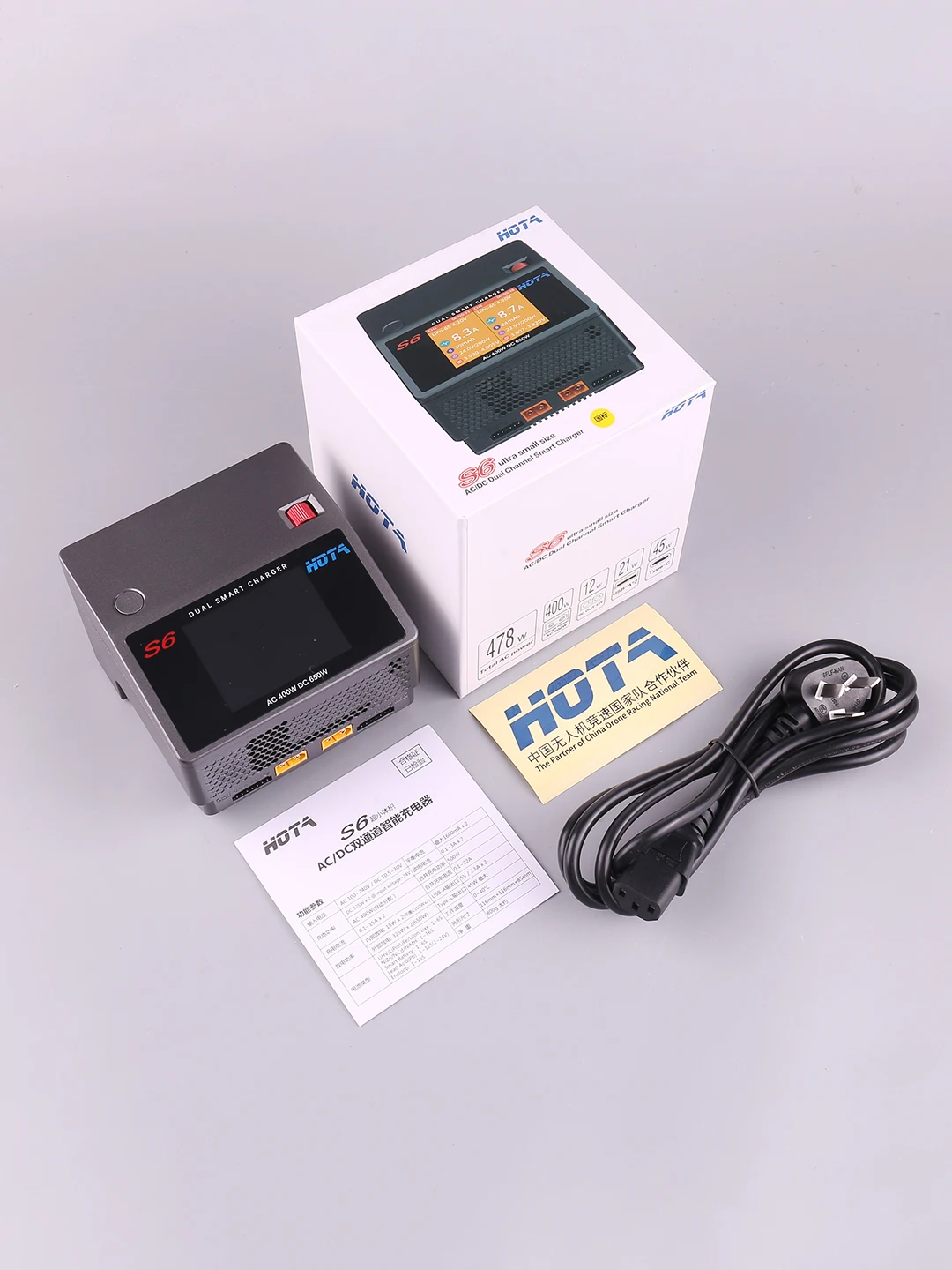 HOTA S6 AC400W DC650W 15A умное маленькое Двухканальное зарядное устройство для батареи Lipo