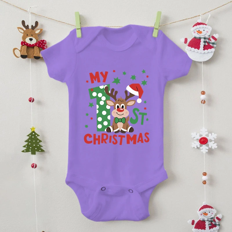 Боди Мой первый рождественский принт модная одежда с короткими рукавами