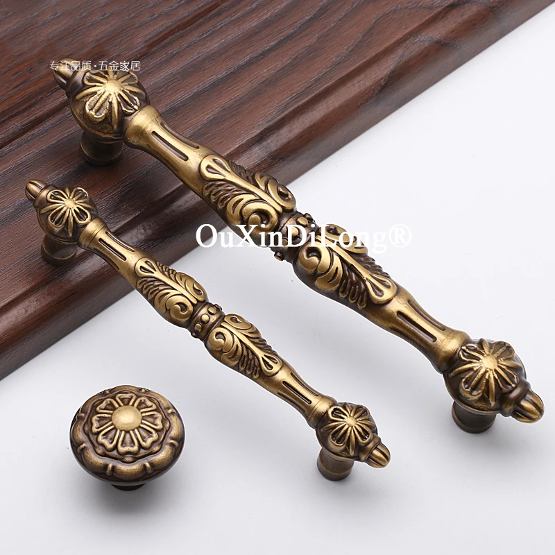 

Retro Vintage 4PCS Solid Brass Antique Furniture Handles Drawer Pulls Cupboard Wardrobe Dresser Kitchen Shoe Cabinet Pulls Knobs