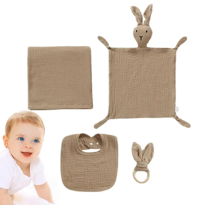 

Одеяло для безопасности, 4 шт./комплект, предметы первой необходимости для новорожденных, детское одеяло для душа, детское банное полотенце, детский нагрудник, кольцо для