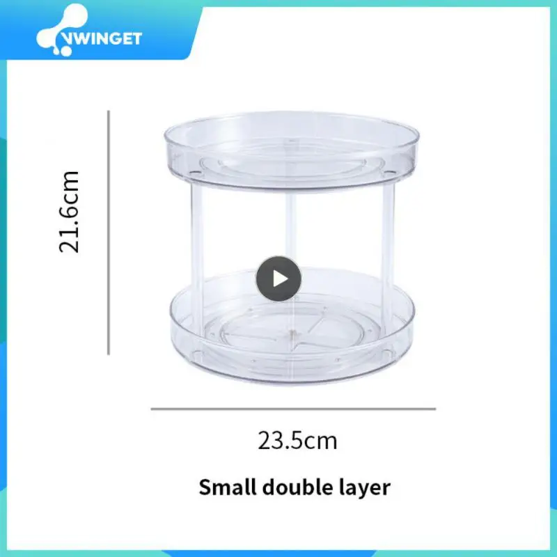 

360° Rotatable Double-layer Storage Shelf Soy Sauce Vinegar Bottle Spice Drinks Cosmetic Storage Rack For Bathroom Kitchen