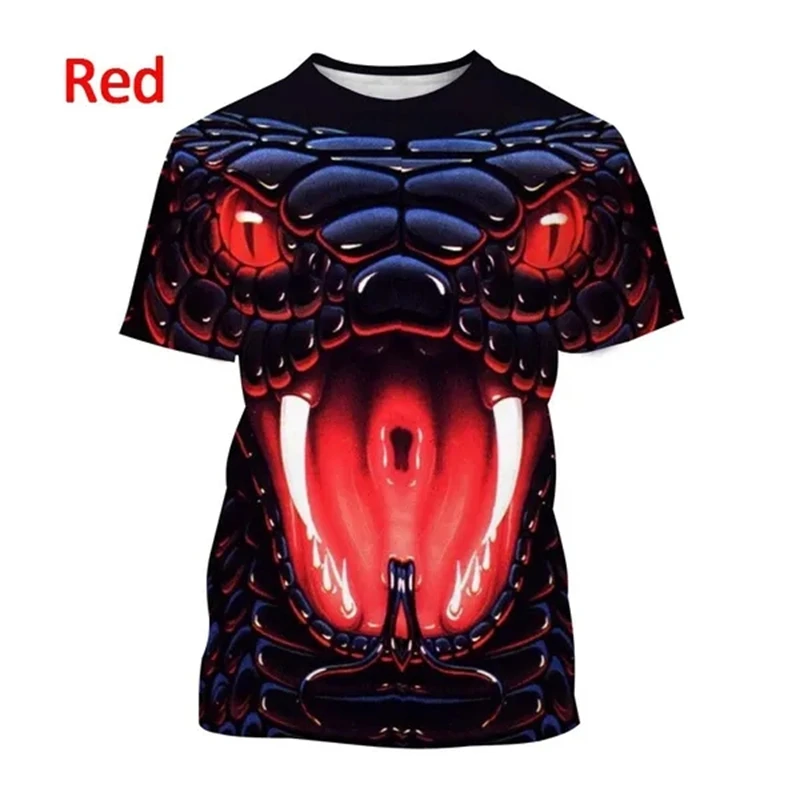 

Летняя новая индивидуальная футболка с 3D принтом змеи животного, Повседневная футболка унисекс с коротким рукавом в стиле хип-хоп, крутая уличная футболка, топ