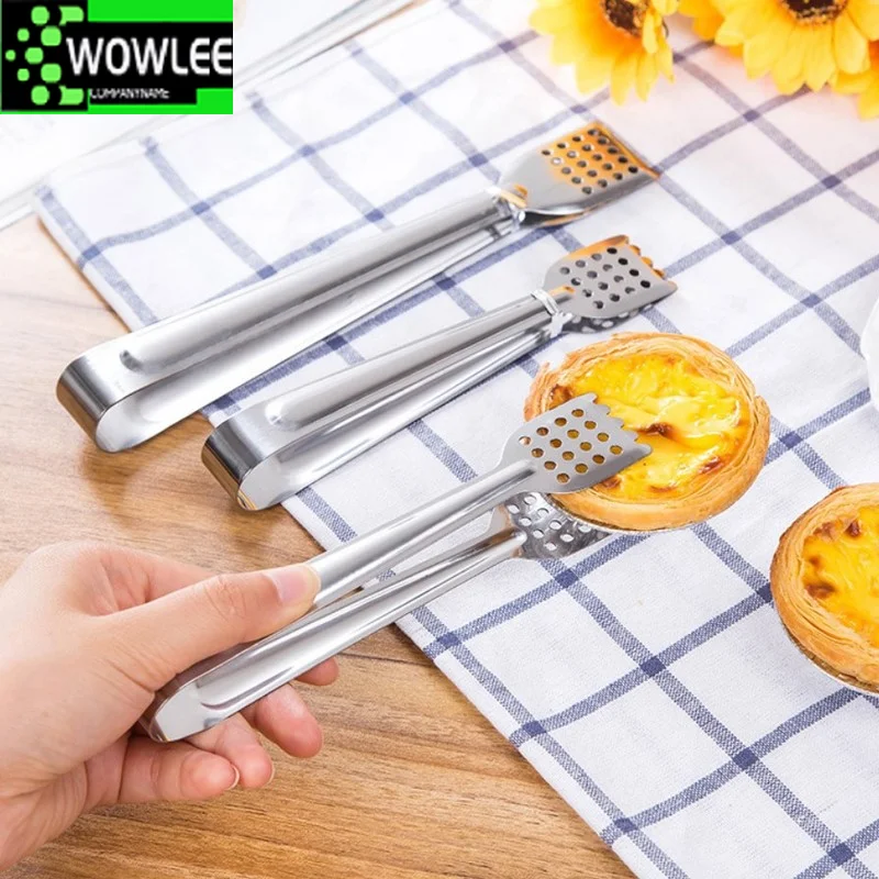 Stainless Steel Heat Resistant Hollow-Out Barbecue Food Tongs Kitchen Food Tong Bread Salad Ice Cube Clip Kitchen Utensils