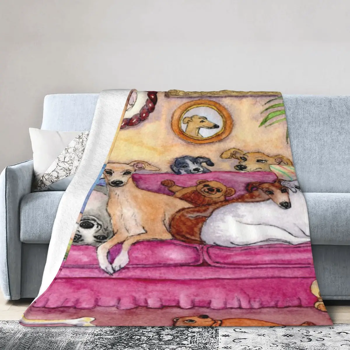 Greyhound And Whippet Dogs Claim Диван в собственном виде ультрамягкого микрофлисового одеяла