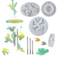 crystal epoxy wind chime resin mold diy various bird hummingbird wind chime pendant silicone mold