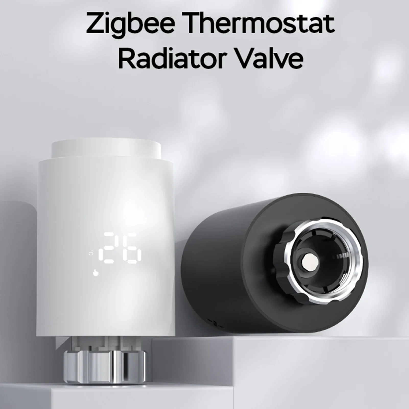 Фото Умный термостат Tuya ZigBee, привод радиатора, контроллер термостатического клапана TRV, работает с Alexa Google Home Alice №1