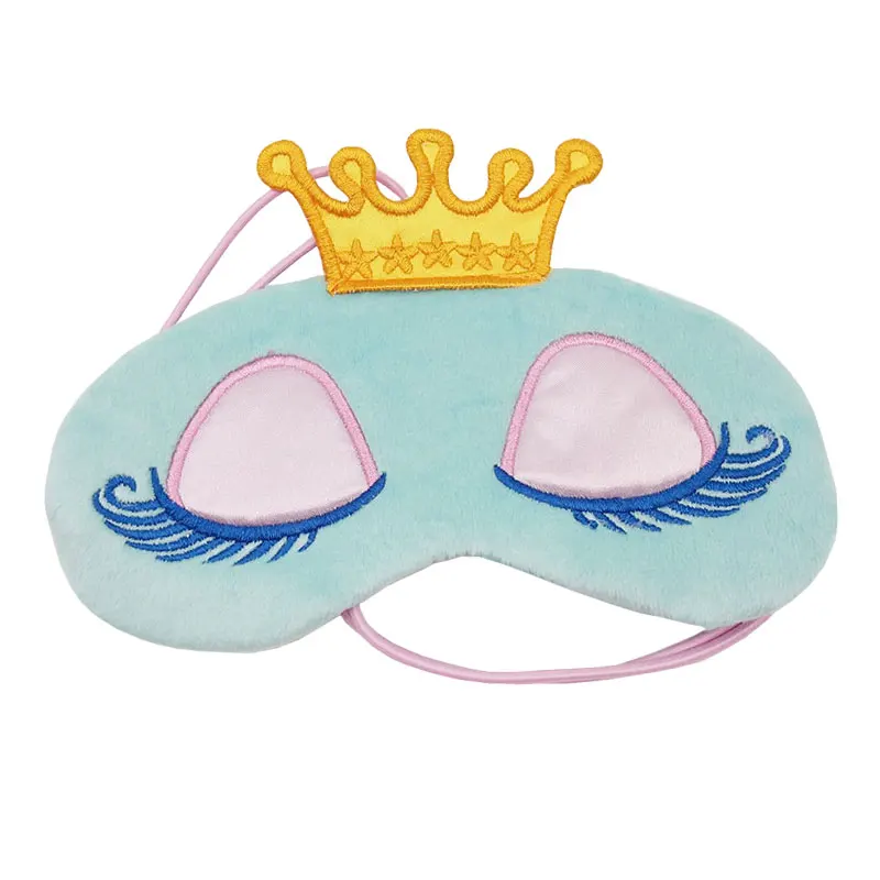 

New Lovely Pink/Blue Crown Sleeping Mask Crown Eyeshade Eye Cover Travel Cartoon Long Eyelashes Blindfold