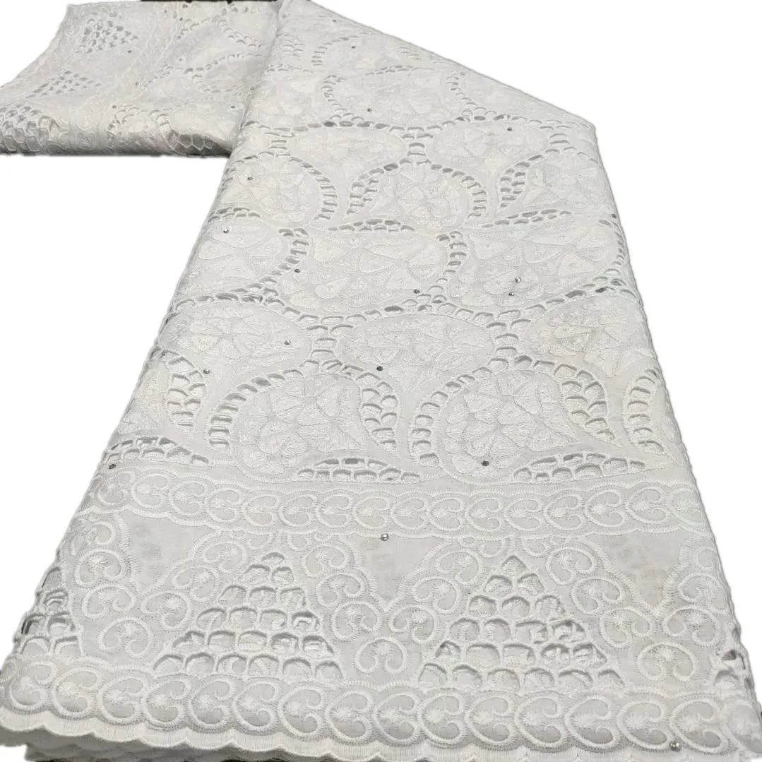 

5 Yards African Cotton Lace New Design Fabric Embroidered Swiss Voile Lace Fabric for Party/Wedding Dress by Yards STYC17