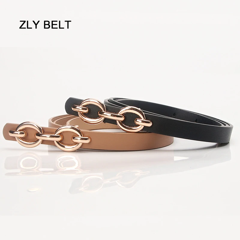 2022 New Fashion Belt Women Slender Type Colorful PU Leather Material Alloy Metal Double Round Buckle Luxury Dress Jeans Style