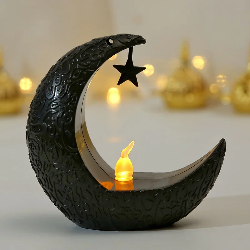 1 SZTUK Ramadan Dekoracja Gwiazda Księżyc Świecznik LED Lampa Dla Kareem Islamska Muzułmańska Dekoracyjna Eid Mubarak Party Prezenty
