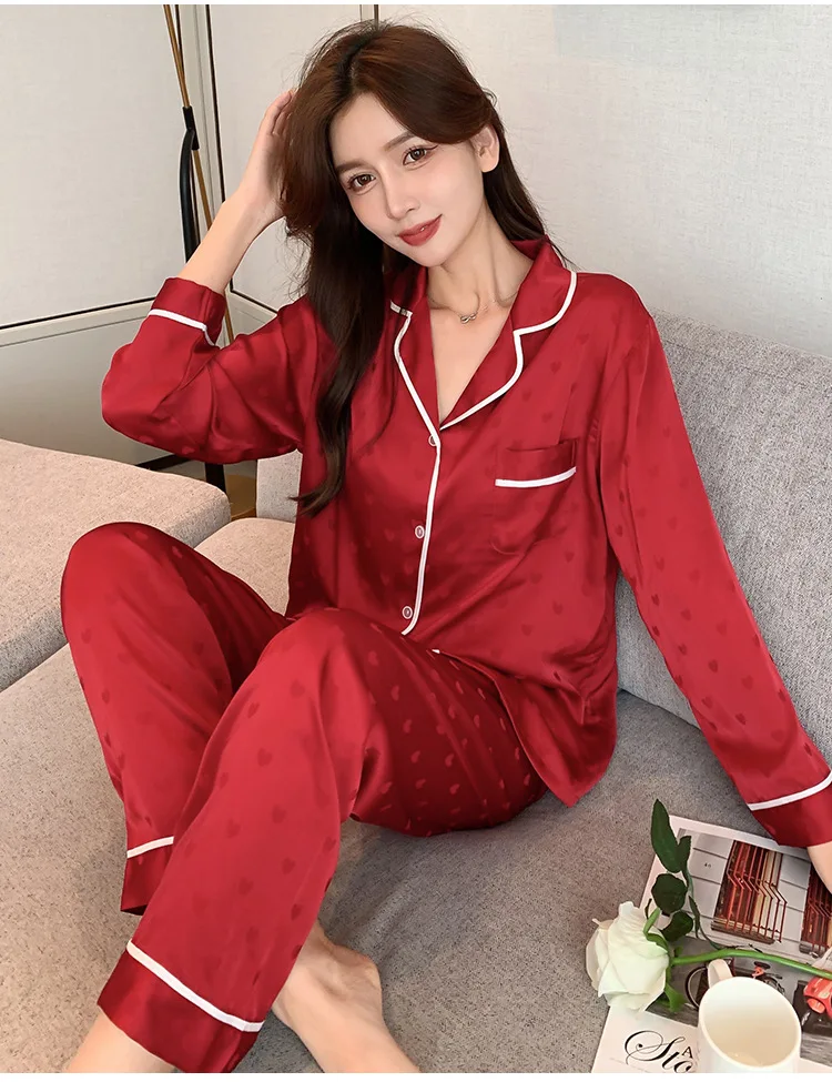 Spring Autumn Pajamas for Women Sleep Lounge Pajama Sleepwear Pijama Mujer Long Sleeve Pantsuits Home Suit Sleepwear Nightwear