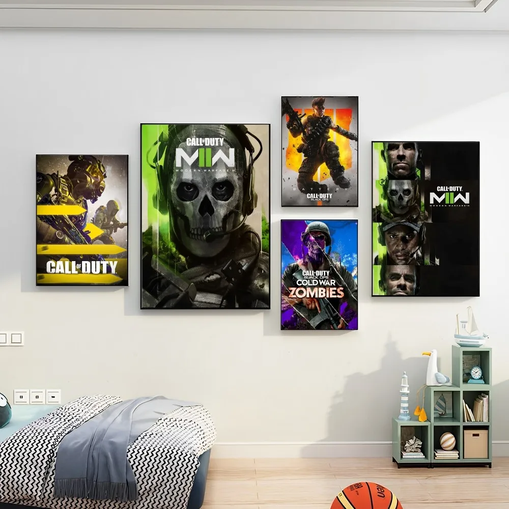 

C-Call of D-Duty Poster Self-adhesive Art Poster Retro Kraft Paper Sticker DIY Room Bar Cafe Vintage Decorative