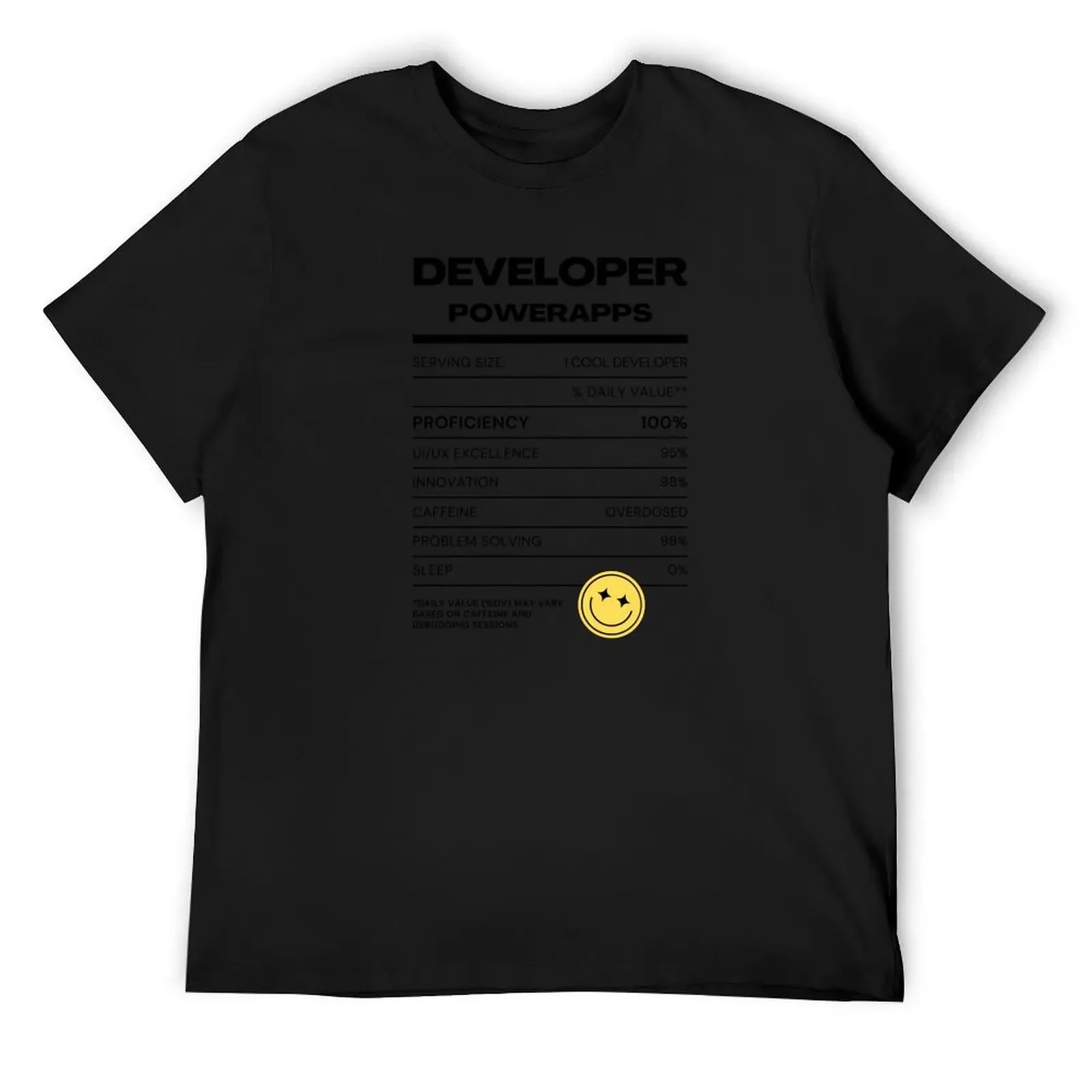 Факты питания разработчика PowerApps: освободите силу кодирования! Футболка черные
