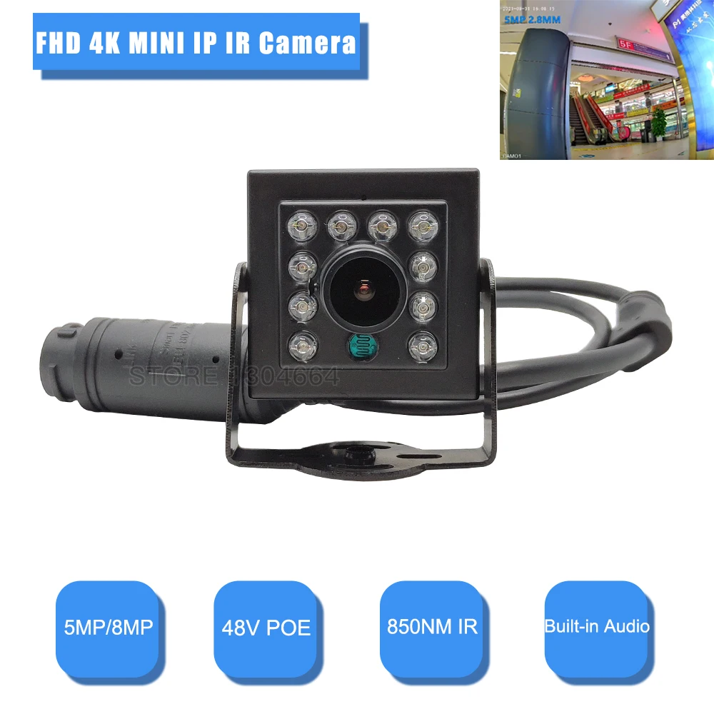 

5MP/8MP Mini POE IP Camera ONVIF XMEYE 4K Smart Small Infrared Night Vision Audio Video Surveillance Security Camera For Home