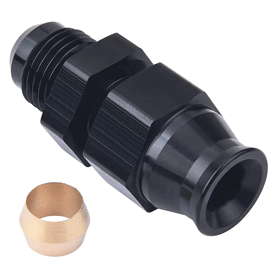 

6AN Male Flare to 5/16inch Fuel Hardline Tube Fitting Adapter Connector Aluminum Alloy Black Anodized Straight (5/16)