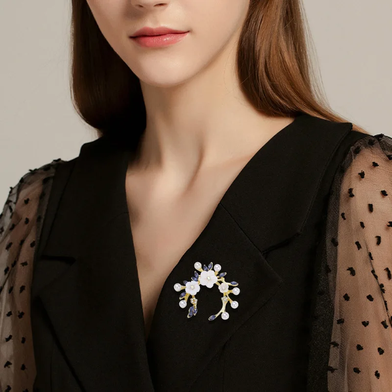 Роскошная блестящая женская брошь из искусственного жемчуга