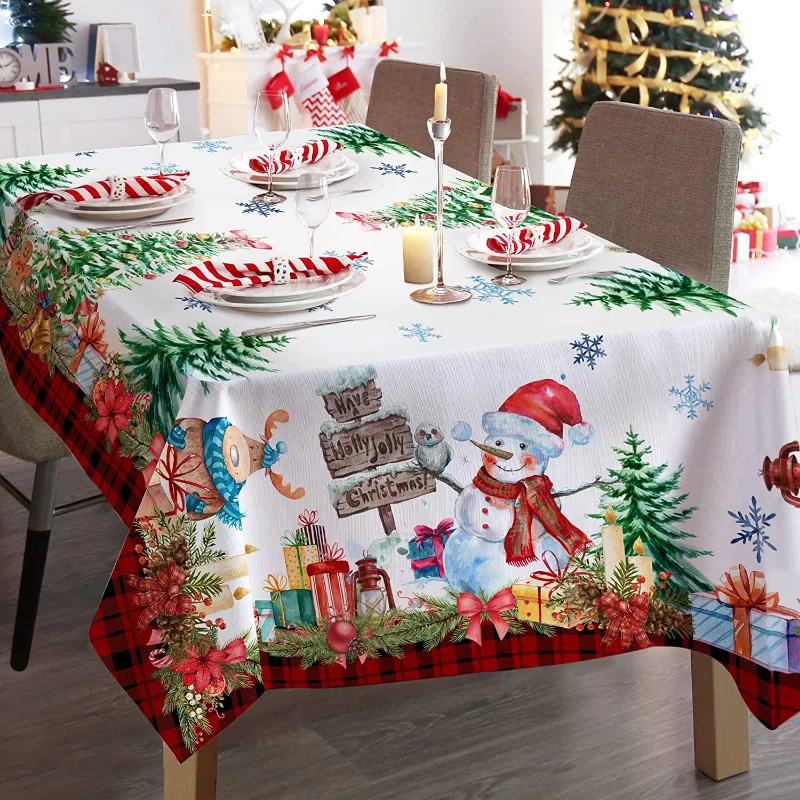 

Christmas Tablecloth Snowman Rectangle Farmhouse for Banquet Party Kitchen Dining Room C Tablecloth Christmas Table Decoration