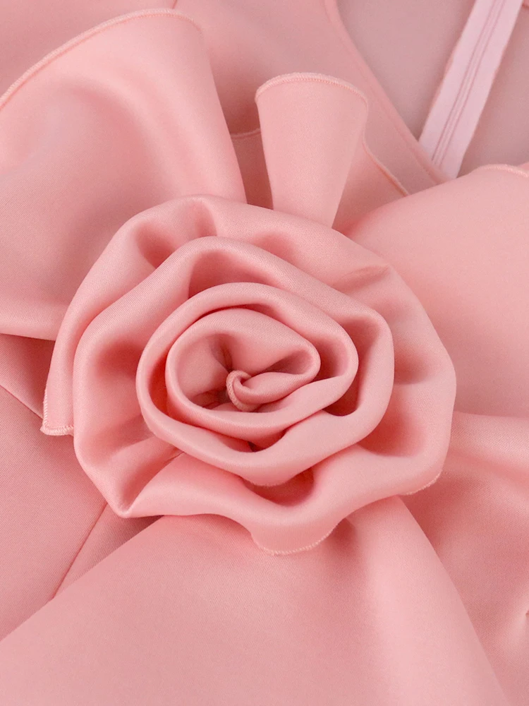 Plus Size Floral Dresses for Women 2023 Elegant Pink Short Sleeves Big Flower Ruffles Package Hip Event Prom Occasion Homecoming