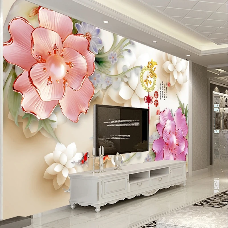 

Custom Any Size Mural Wallpaper 3D Jewelry Flower Home And Wealth Background Wall Painting Decor Papel De Parede Papel Tapiz