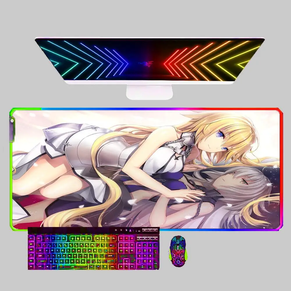 

Anime FateGrand Order LED Mouse Pad Gamers Decoracion Gamer Desk Mat RGB Mousepad XXL Carpet Gaming Accessories Varmilo Keyboard