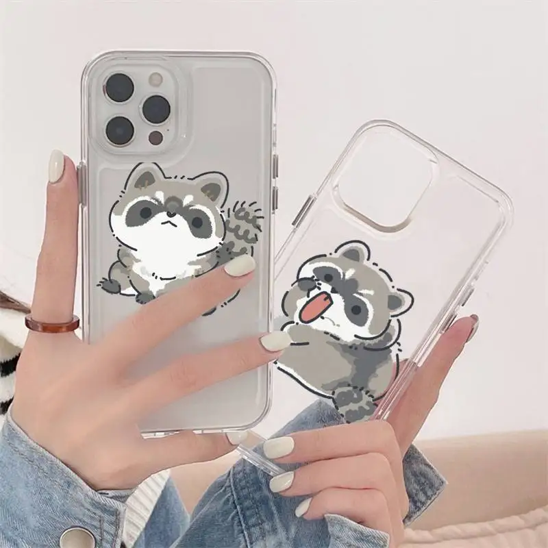 

raccoon cartoon cute Phone Case Transparent soft For iphone 12 11 13 7 8 6 s plus x xs xr pro max mini