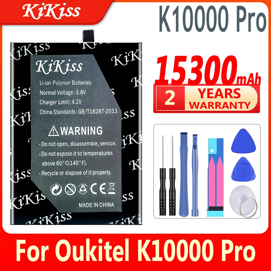 

Original KiKiss 15300mAh K 10000 Pro Battery For Oukitel K10000 Pro K10000Pro Cell Phone Replacement Batteries + Gift Tools