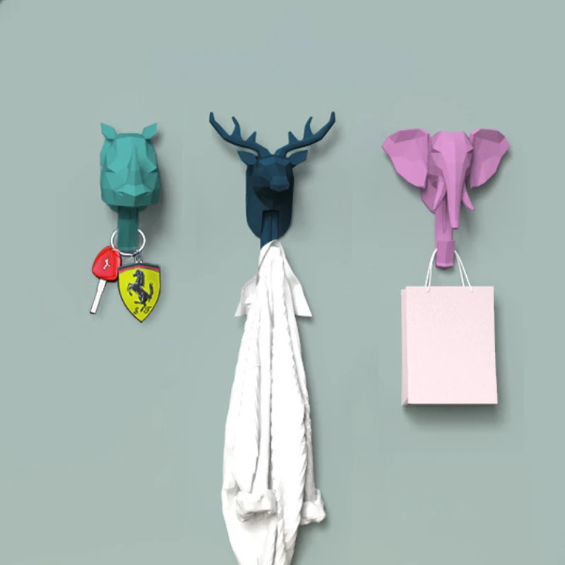 

Animal Head Hook Nordic Deer Head Hook Geometric Animal Deer Shapes Hook Hanging Key Hanger Bathroom Storage Decor Accessories