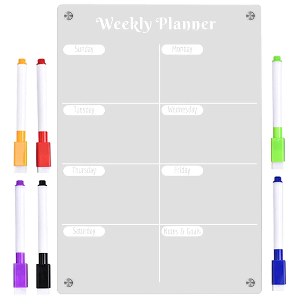 

Weekly Planner Board Fridge Acrylic White Dry Erase Whiteboards Clear Magnetic Schedule Walls French
