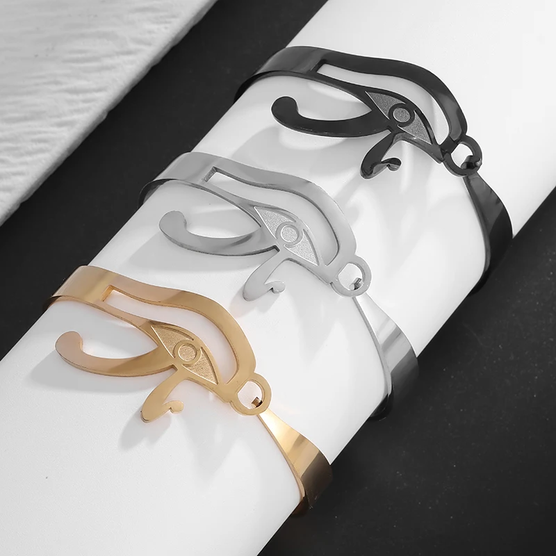 Регулируемый браслет из нержавеющей стали с изображением древнего египетского