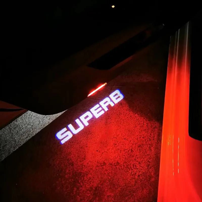 

2/4pcs SUPERB Shadow Welcome Light Logo Light Car Styling SUPERB Logo Projector Lamp Courtesy Light For Skoda Superb 2 3 MK2