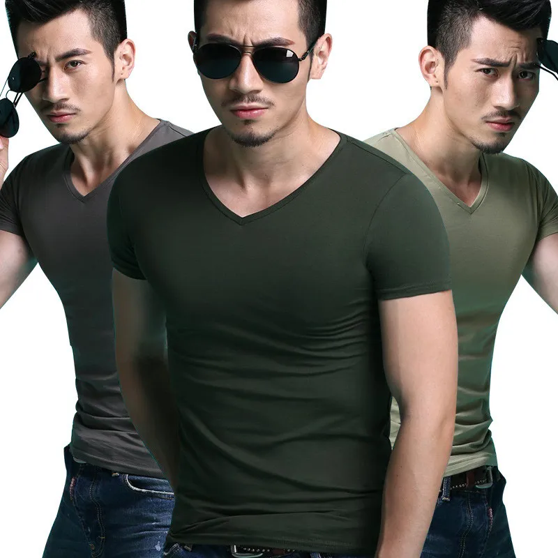 

9076-T-Men's short-sleeved t-shirt summer thin solid color T-shirt youth round neck half-sleeved T-shirt top