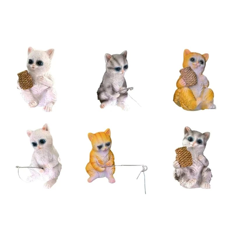 Интересные фигурки рыболовных котят FishTank, мультяшные декоры, статуя из смолы X3UC