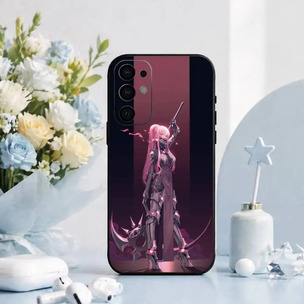 Фото Мягкий силиконовый чехол VTuber M-Mori Calliope для Samsung S26, S24, S21, S22, S23, S30, Ultra, Plus, FE, Lite - черный №2