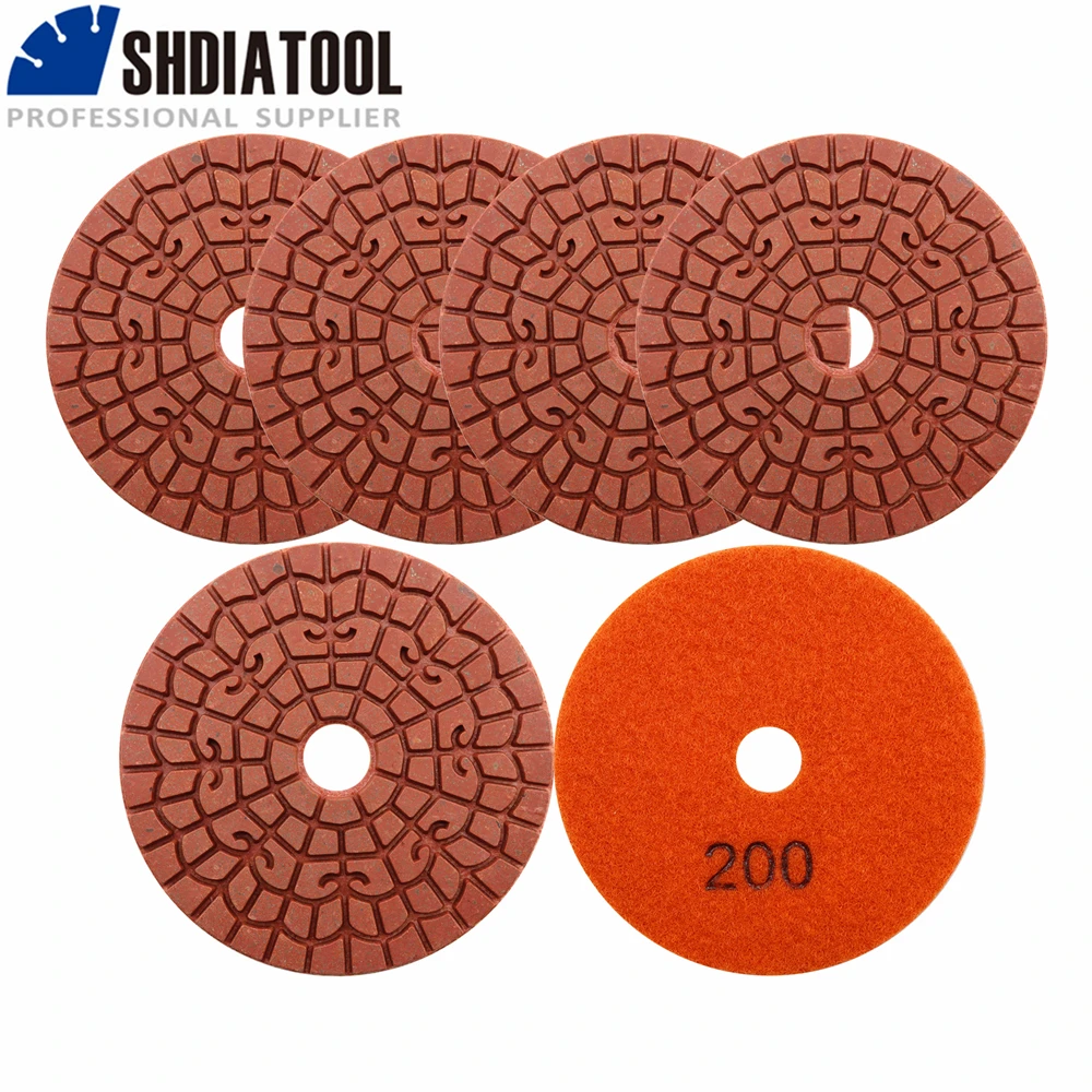 

6pcs/Set #200 SHDIATOOL 4inch Plate Wet Grinding Disc For Granite Artificial Stone Dia100mm Diamond Polishing Pads