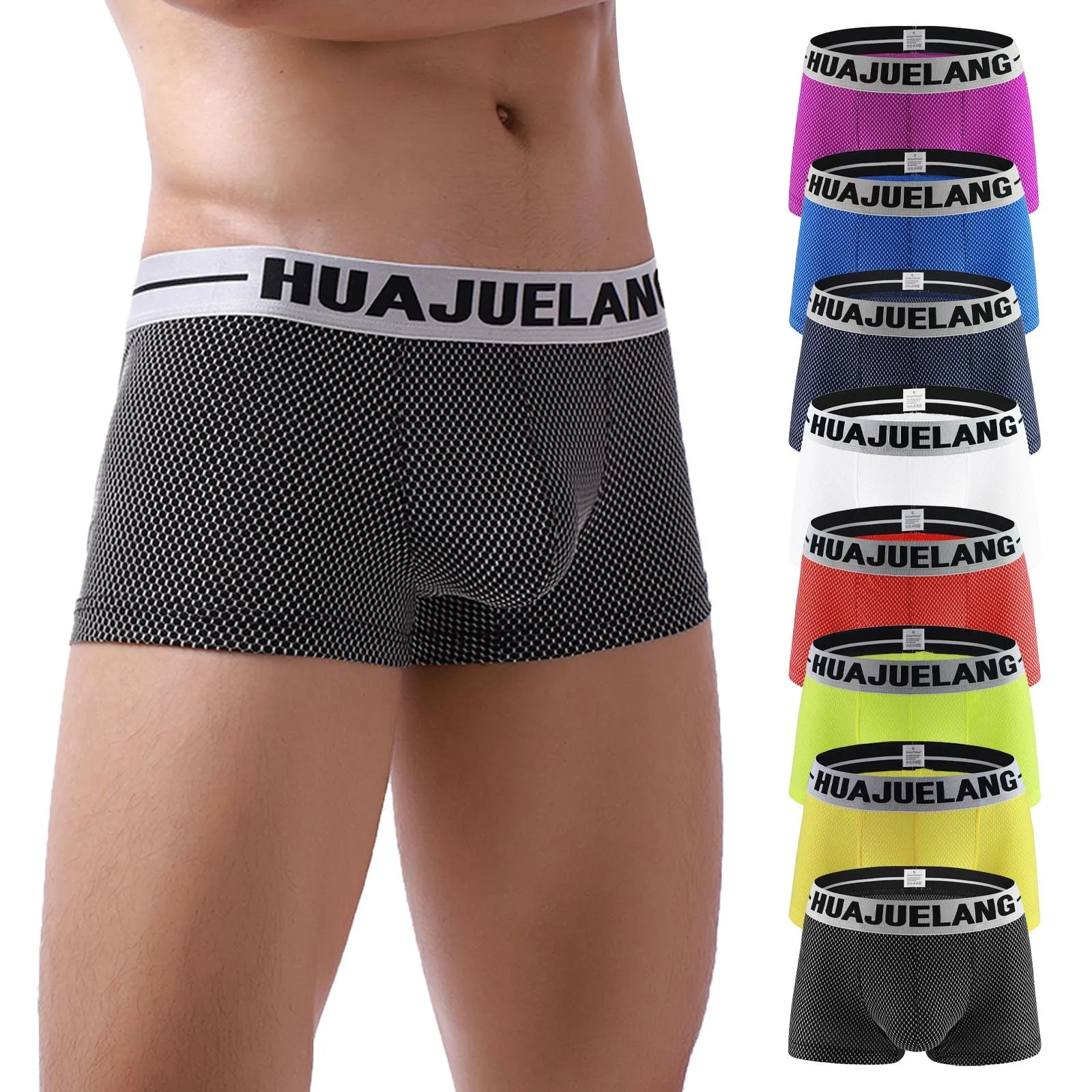 

3pcs Men Underwear Gay Boxer Mesh Boxers Breathable Man Cueca Male Panties Gay Boxershort Men's Clothing Homme Underpants