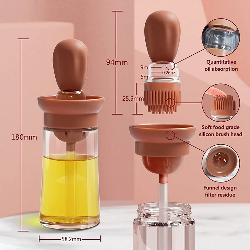 

Kitchen Accessorie Silicone Oil Brush Oil Bottle Barbecue Grill Oil Brush Baking Pastry steak Liquid Oil Brushes Baking BBQ Tool