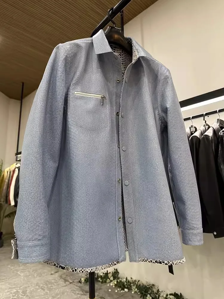 Высококачественная Мужская куртка из натуральной кожи однобортная дизайнерская