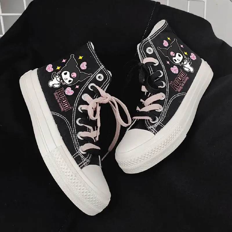 

Kawaii Sanrio Cartoon Y2K Canvas Shoe Cute Kuromi My Melody High Top Canvas Shoes Rubber Sole Fashion Creative Children Gifts