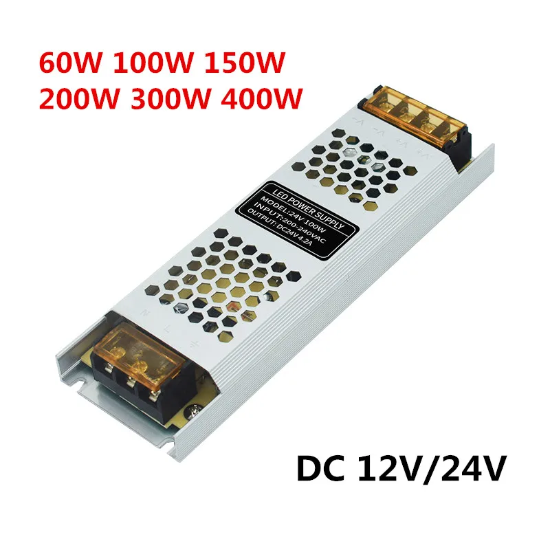 

DC12V 24V Ultra Thin LED Light Power Supply 60W 100W 150W 200W 300W 400W Transformer Adapter for LED Strip Light Bulb