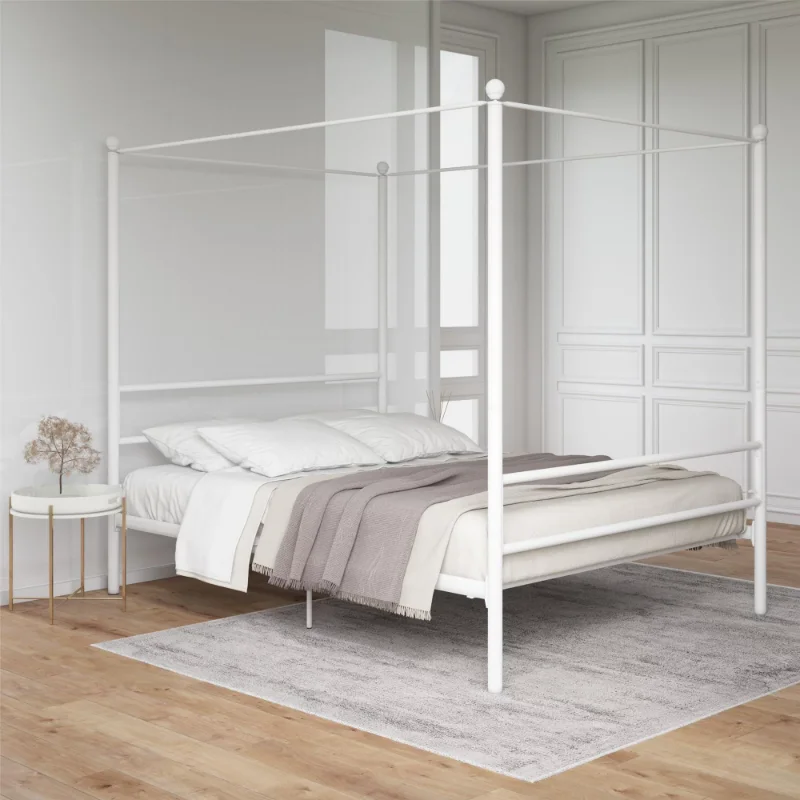

Mainstays Metal Canopy Bed, White armarios de dormitorio bed frame bed frame